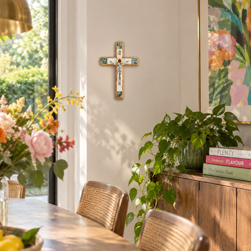 Olive Wood Wall Crucifix with Star of the Nativity