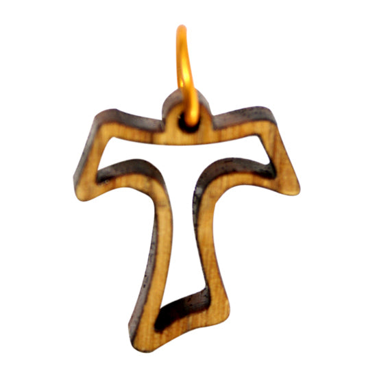 Wooden pendant with a gold accent on a white background