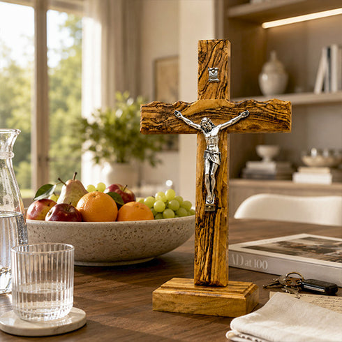 Handmade Olive Wood Altar Crucifix from the Holy Land