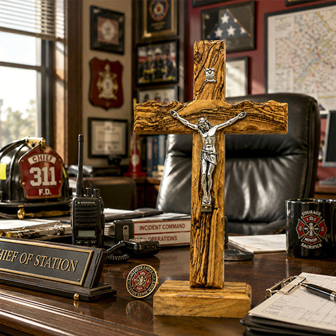 Handmade Olive Wood Altar Crucifix from the Holy Land