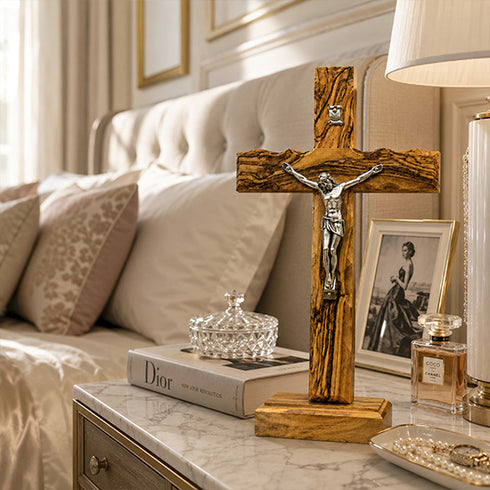 Handmade Olive Wood Altar Crucifix from the Holy Land