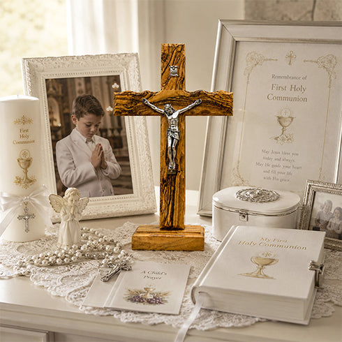 Handmade Olive Wood Altar Crucifix from the Holy Land