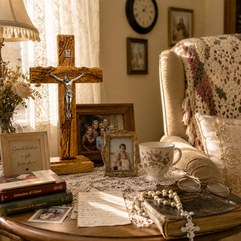Handmade Olive Wood Altar Crucifix from the Holy Land