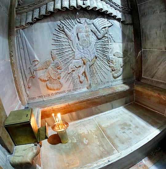 The Tomb of Jesus in the interior the second chamber inside the The Holy Edicule.