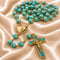 Turquoise Rosary with Marian Heart Locket & Benedict Cross