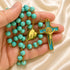 Turquoise Rosary with Marian Heart Locket & Benedict Cross