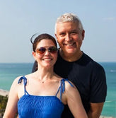 Couple hugging at the beach