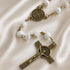 White St. Benedict Rosary with Textured Beads & Gold Crucifix