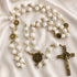 White St. Benedict Rosary with Textured Beads & Gold Crucifix