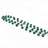 Holy Family Malachite rosary with lava stone accents, laid on white background.