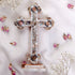 Standing Catholic Crucifix from Olive Wood & Mother of Pearl