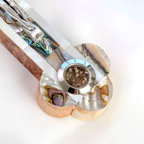 Olive Wood Cross with Crucifix decorated with Mother of Pearl