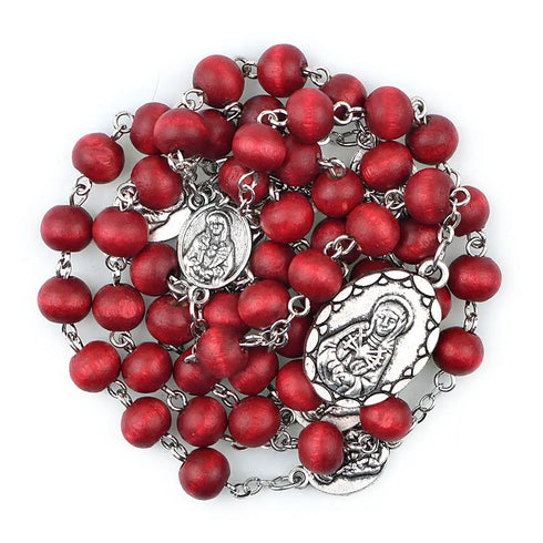 Seven Sorrows Chaplet Rosary - Rose Scented 8mm Red Wood