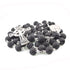 Black lava stone rosary with silver Celtic Crucifix and Miraculous medal on a white background