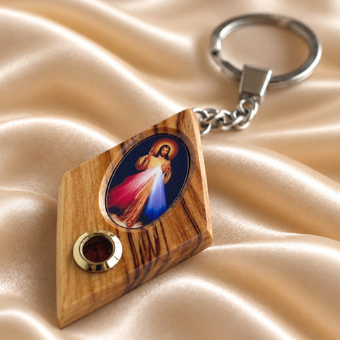 Olive Wood Christian Icon Keyholder from the Holy Land