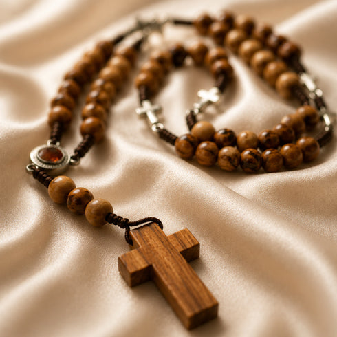 Seven Sorrows Rosary with Holy Soil & Olive Wood Cross