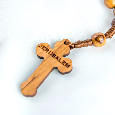 Jerusalem Stone - Handmade Olive Wood Rosary with Holy Soil