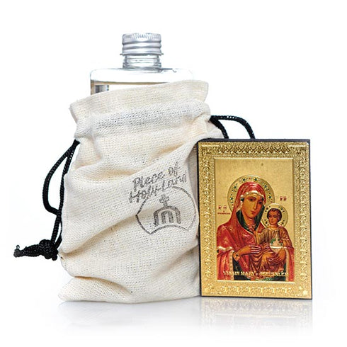 Holy Water from the Mary's Well in Nazareth + Holy icon of Virgin Mary