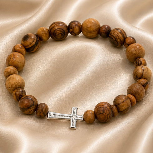Holy Land Olive Wood Christian Bracelet with Cross