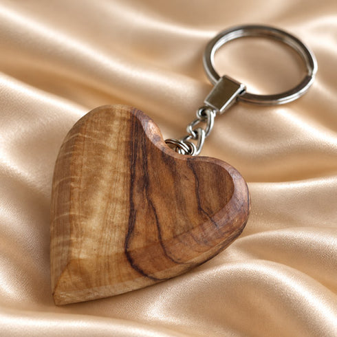 Handmade Olive Wood Heart Keyholder from the Holy Land