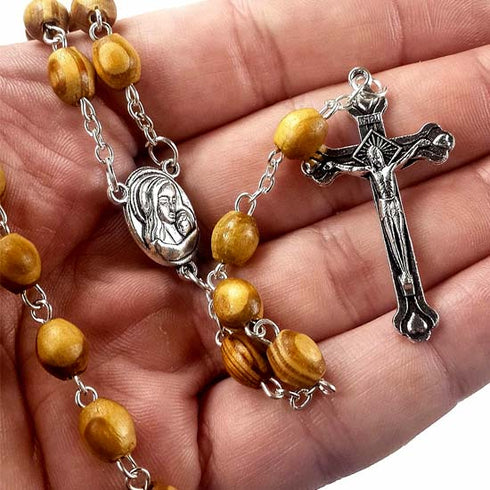 Sacred Connection - Handmade Olive Wood Rosary with Holy Soil
