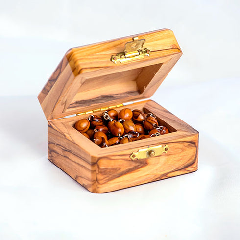 "Mary's Grace" Rosary from Jerusalem with Holy Soil and Olive Wood Case
