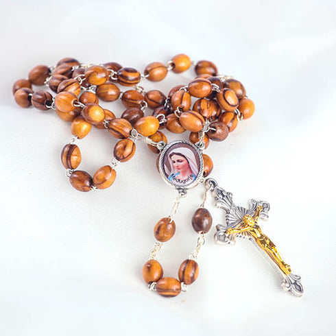 "Mary's Grace" Rosary from Jerusalem with Holy Soil and Olive Wood Case