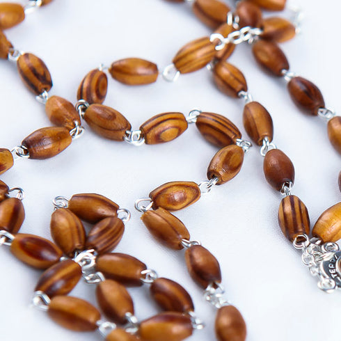 Olive wood oval beads rosary