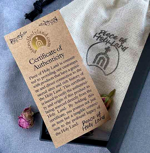Blessed Holy Water, incense, and Bethlehem Holy Soil in Handcrafted Olive Wood Box