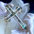 Exclusive Olive Wood Cross decorated with Mother of Pearl