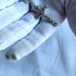 White Natural Pearl Rosary with Holy Soil Medal in Olive Wood Box