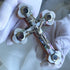 Unique Olive Wood Catholic Crucifix with White Mother of Pearl