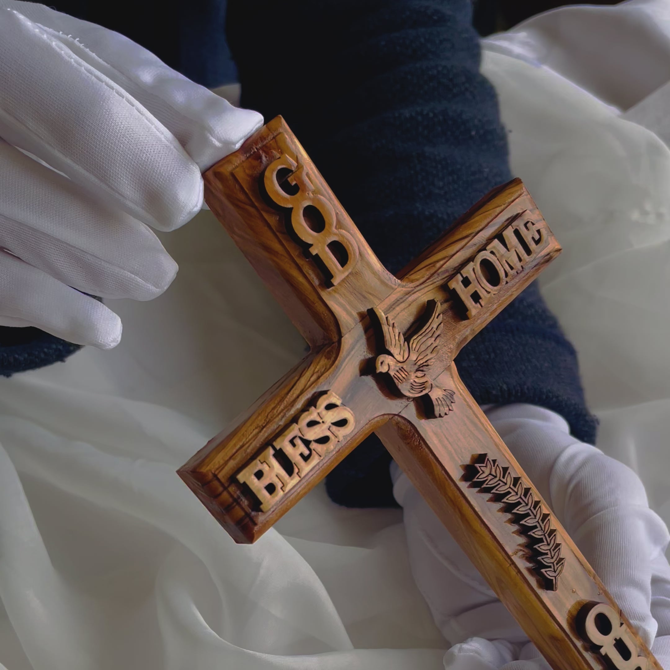 God Bless Our Home - Bethlehem Olive Wood Cross