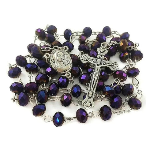 Purple Crystal Rosary with Holy Soil from Jerusalem