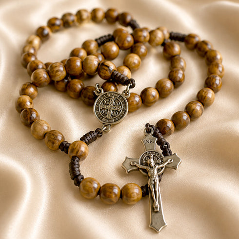 St. Benedict Olive Wood Rosary from the Holy Land